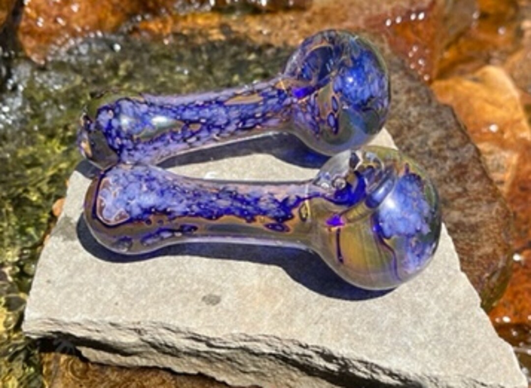 Glass Pipes, Custommade Handblown Iridescent Glass Pipe, Custom Hand