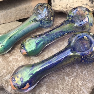 Glass Pipes, custom-made hand-blown Iridescent glass pipe, custom hand-made Space Odyssey glass pipe