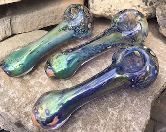 Glass Pipes, custom-made hand-blown Iridescent glass pipe, custom hand-made Space Odyssey glass pipe