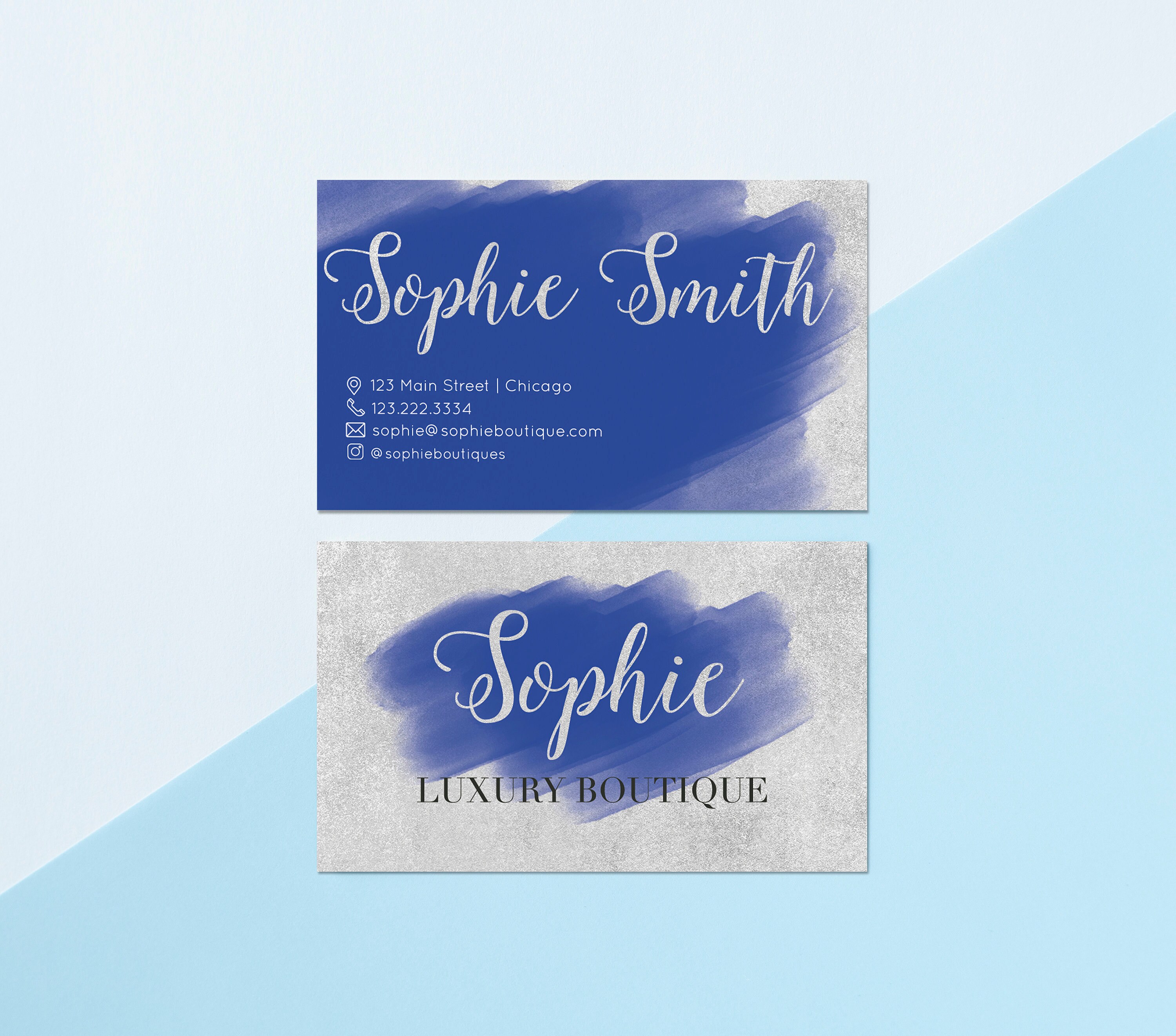 Printable Business Card Personalized Business Card Navy Etsy