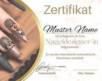 Nail designer certificate for download