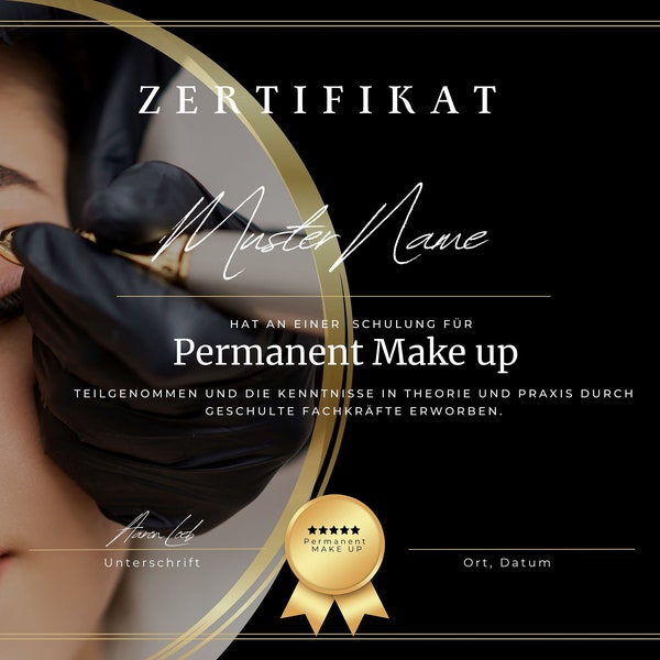Permanent Make up Zertifikat zum Download