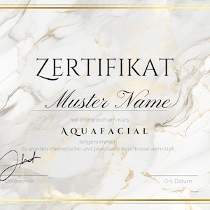 Aquafacial Zertifikat zum Download