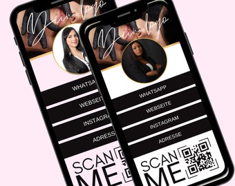 Digital business card clickable links, qr code card, beautician business card, hairdresser, beautician, business card, permanent make up