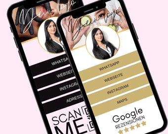 Digital business card clickable links, qr code card, beautician business card, hairdresser, business card, permanent make up