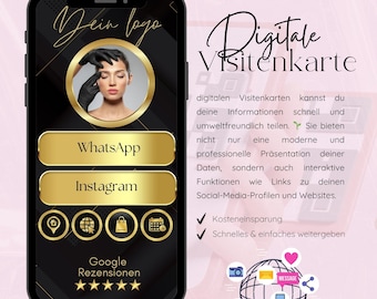 Digital business card with clickable links including QR code, beautician business card, hairdresser, business card, permanent make up