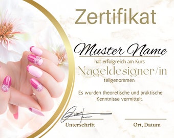Nail designer certificate for download