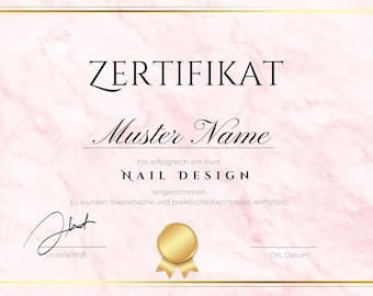 Nail design certificate for download