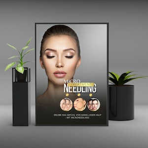 Póster de microagujas, póster de belleza.