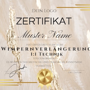 Wimpernverlängerung 1: 1 Technik Zertifikat zum Download