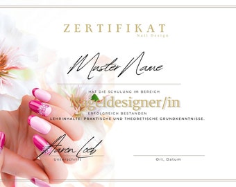Nail designer certificate for download