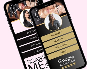 Digital business card clickable links, qr code card, beautician business card, hairdresser, business card, permanent make up