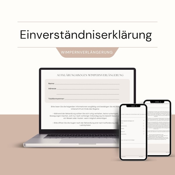 Einverständniserklärung Wimpernverlängerung zum Download