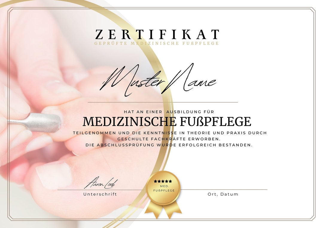 MED. Foot Care Certificate for Download Etsy