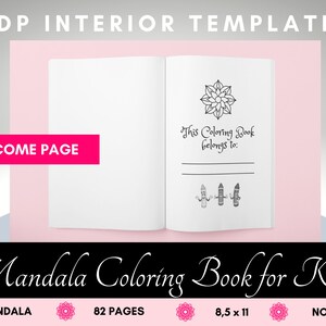 May include: A black and white mandala coloring book for kids with 40 mandalas and 82 pages. The book is 8.5 inches by 11 inches and has no bleed.