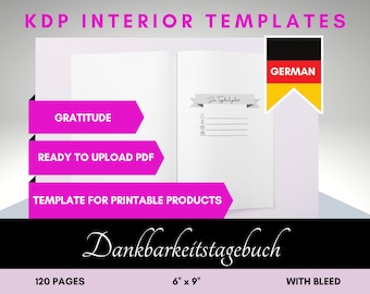 Gratitude Journal - KDP Template - 6x9 - KDP Interior - Commercial Use License - Instant Download