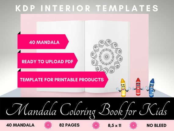 MANDALA for KIDS • KDP InteriorTemplate 8.5x11 • Coloring Book for Kids  • no bleed • commercial use