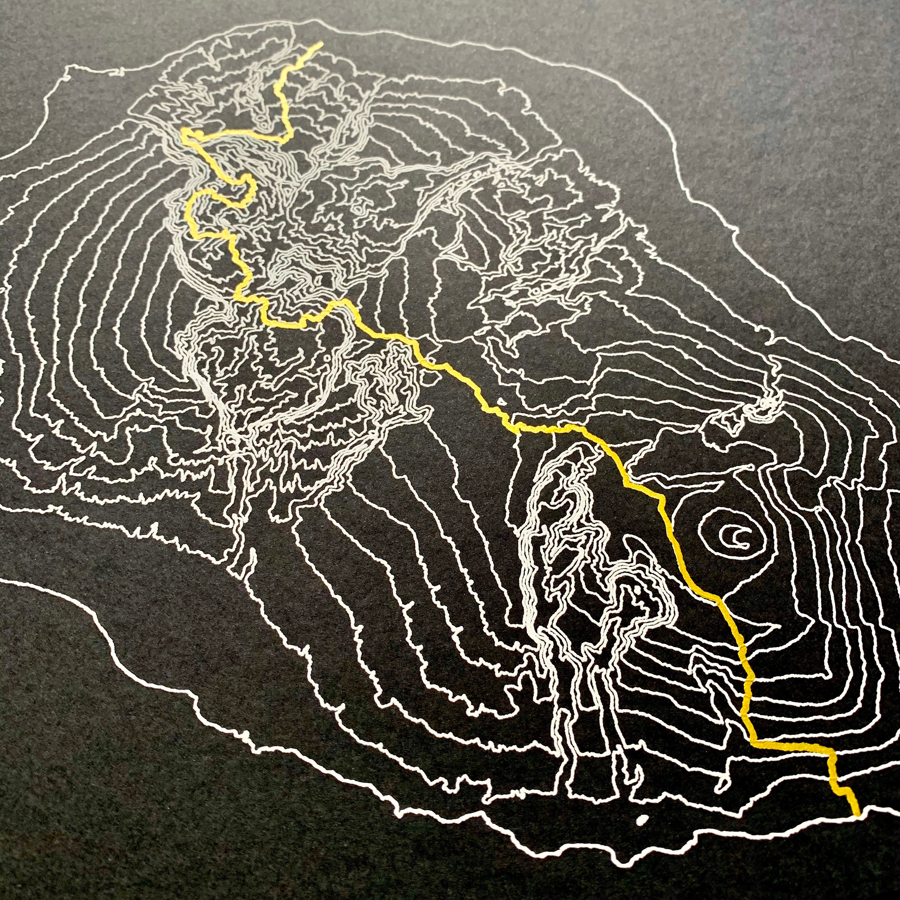 Carte de Topographie en Encre sur Papier A3 Réunion/Gr R2