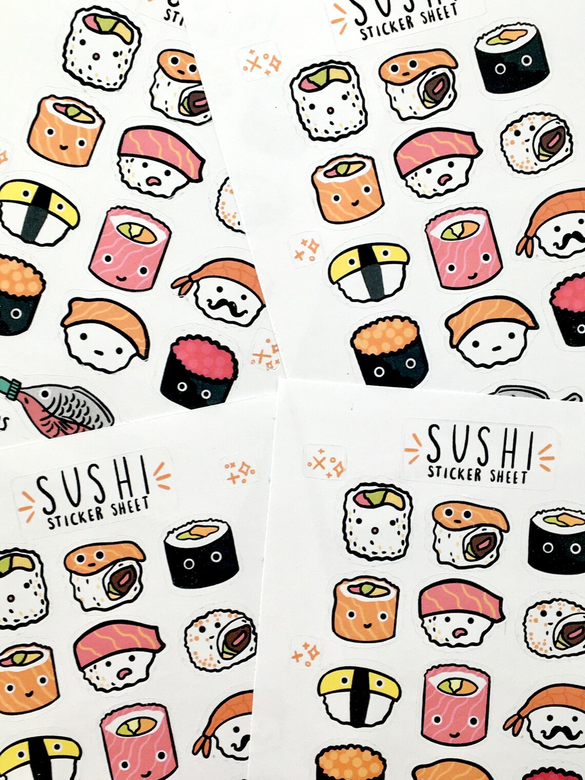 14 Stickers Sushi Sticker Sheet - Etsy
