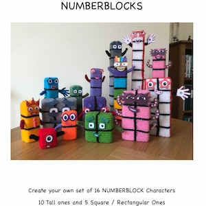 NUMBERBLOCKS-breipatroon. 16 tekens op hout. Pdf-download.