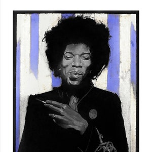 Jimi Hendrix in charcoal and pastel