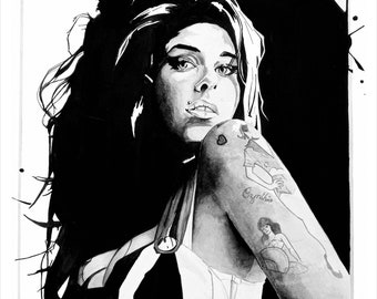 Amy Winehouse in watercolor