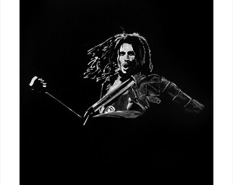 Bob Marley black and white charcoal portrait wall art for home decor