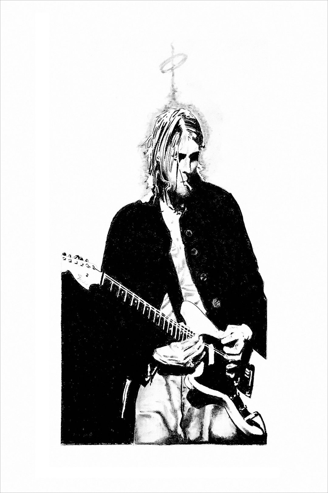 Kurt Cobain Charcoal Portrait Print, 11x17 Artist Drawing - Etsy