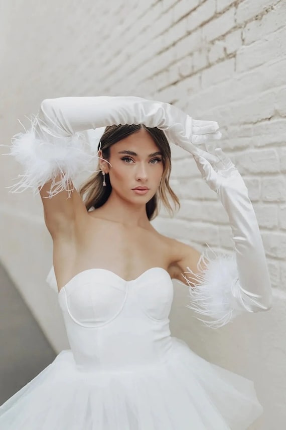 Wedding satin gloves deals