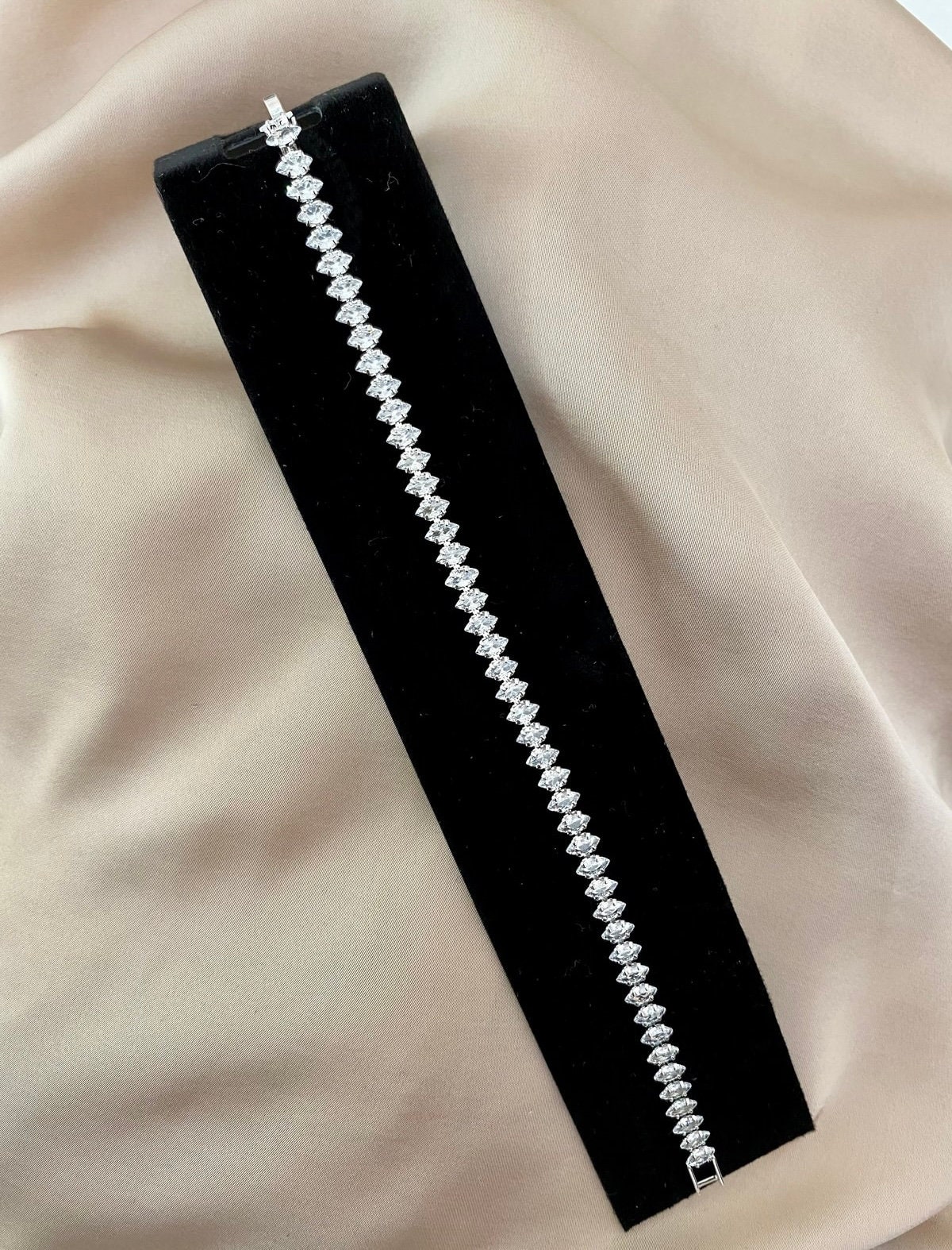 Stainless Steel Tennis Bracelet With Clip and Zircona Stones - Etsy