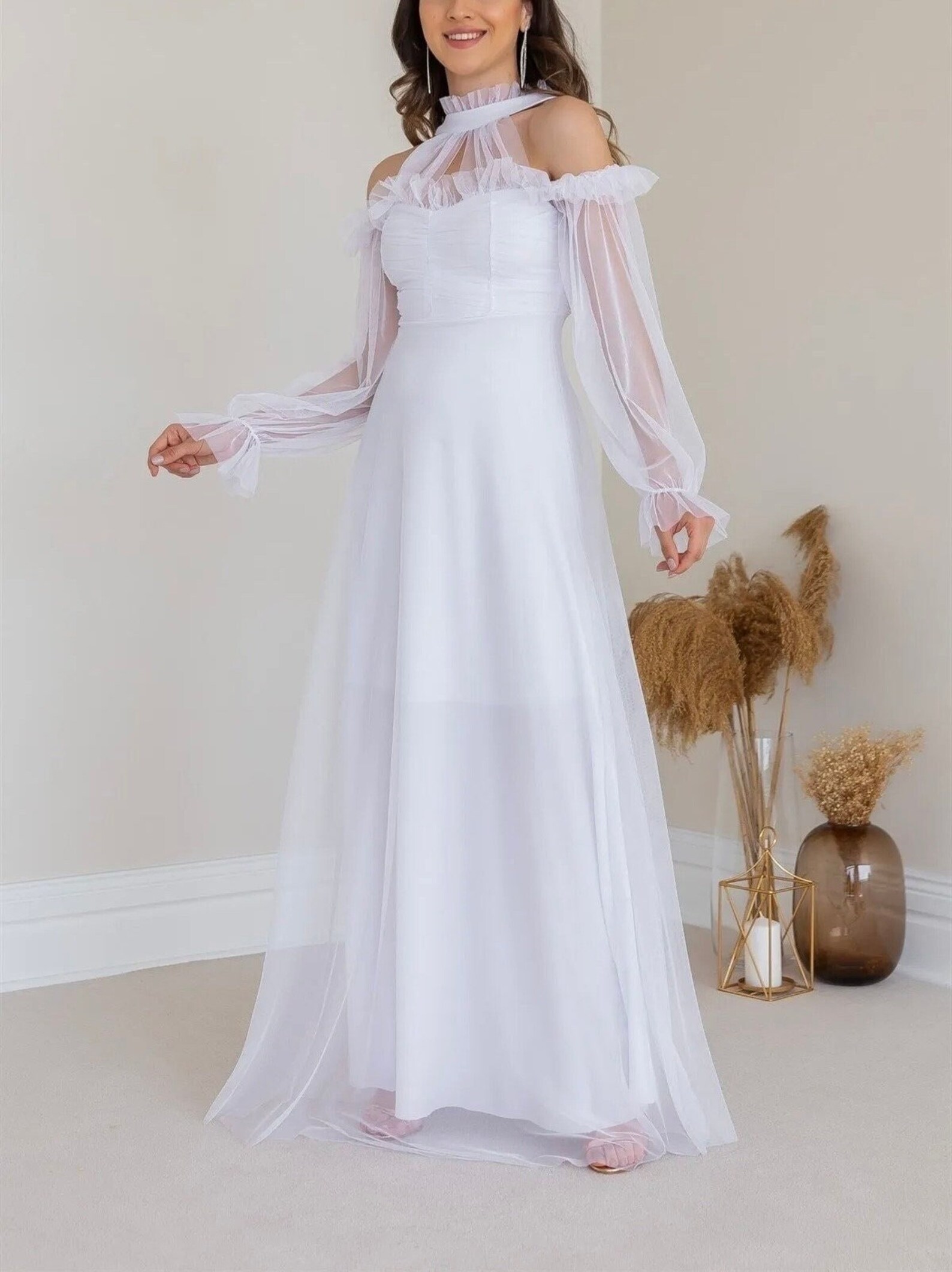 Wholesale Plus Size Off Shoulder Floor Length Wedding Dress
