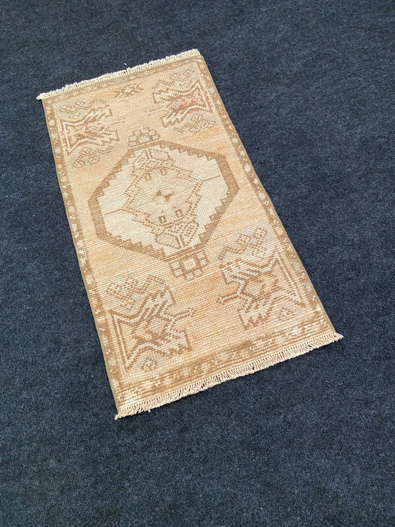 small carpet oushak carpet Turkish small rug vintage small rug Brown gift Small door mat Rug Oushak small Rug small bohemian rug