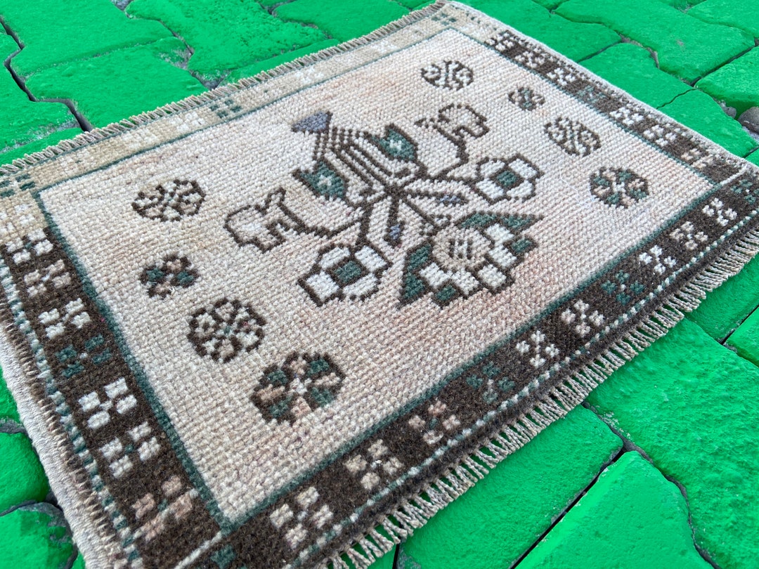 Small Square Rugvintage Front Door Rug Wool Door Mat Boho Etsy