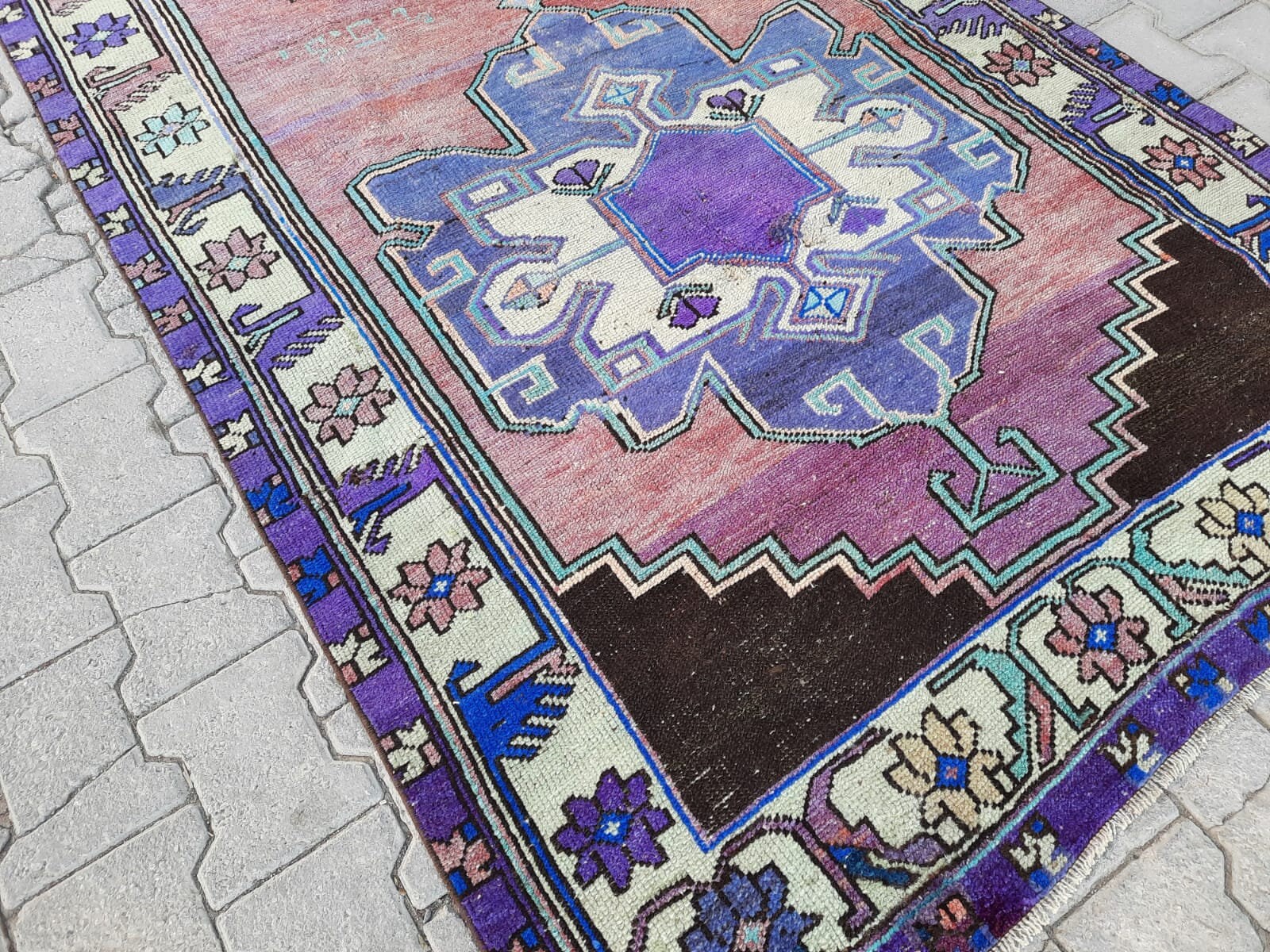 Purple Runner Rug Entry Rug Hallway Rug Kitchen Rug Oushak Etsy