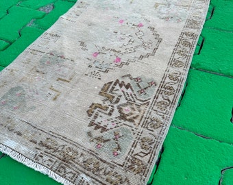 pastel colors small rug, turkish mini rug, affordable price, anatolian rug, vintage handmade, powder room rug, pastel love, home decor gift