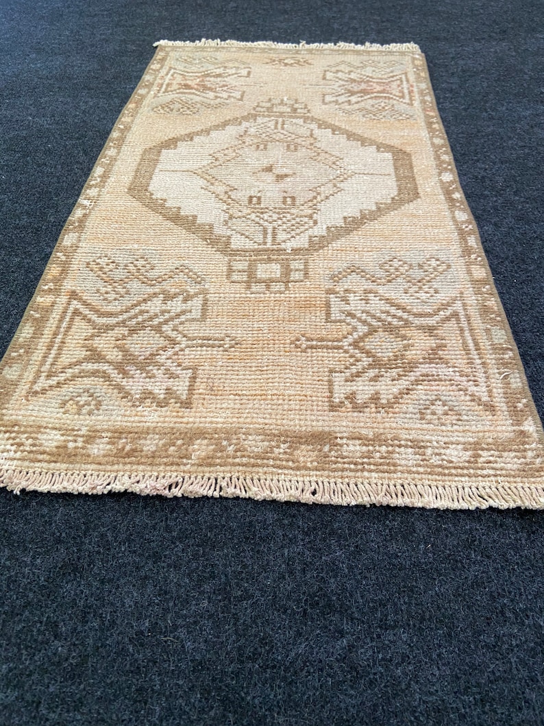 small carpet oushak carpet Turkish small rug vintage small rug Brown gift Small door mat Rug Oushak small Rug small bohemian rug