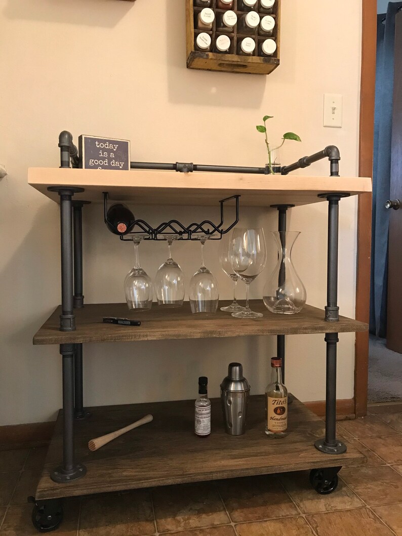 Industrial Bar Cart Industrial Beverage Cart Multi Tier Etsy
