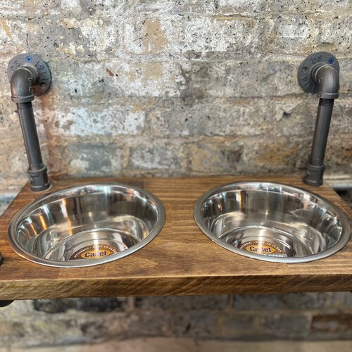Reclaimed Barn Wood Triple Bowl Floating Raised Dog Feeder Etsy