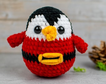 Christmas Penguin Crochet Pattern – Santa Outfit Amigurumi Plush Toy PDF Tutorial, Holiday Decor