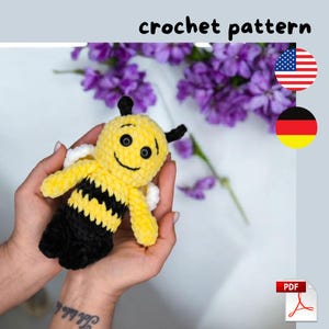 Crochet Bee Pattern - Amigurumi Honey Bee, Bumble Bee Keychain, Cute Plush Toy, Stuffed Animal, Crochet Gift, DIY Crochet Decor