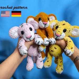 Amigurumi Crochet Pattern: Safari Animal Plushies - Lion, Leopard, Tiger (PDF Pattern)