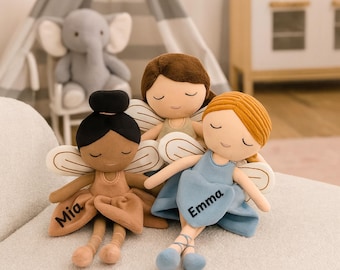 Fairy Doll with Name – Personalized Soft Doll for Baby Girl, Custom Gift for Birth or Birthday