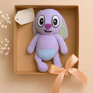 Handmade Plush Bunny – Soft Lavender Toy with Big Eyes, Ready to Love and Cuddle