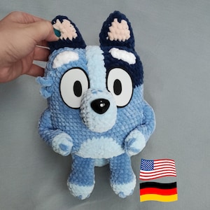 Crochet  Blue Heller pattern, crochet dog pattern, plushie crochet, Amigurumi dog, English and German