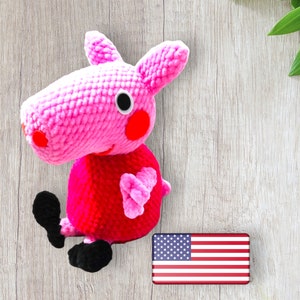 Patron au crochet cochon rose, amigurumi Instructions PDF en anglais