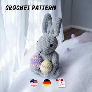 Crochet bunny pattern,  Easter amigurumi, Crochet plushie, Easter crochet, stuffed animals, cute crochet pattern, easter egg crochet, rabbit