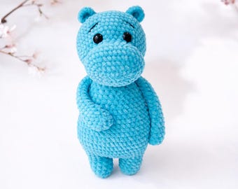 Crochet Hippo Pattern: Amigurumi Hippopotamus PDF Tutorial (English, German, French)