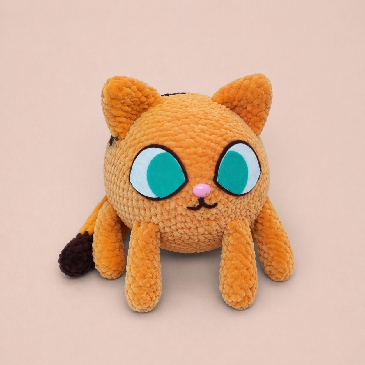 Cat Plush Toy, Handmade Soft Stuffed Animal, Kawaii Orange Kitty