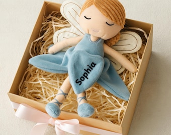 Personalized Fairy Doll for Girl, Soft Plush Toy, Baptism or Big Sister Gift, Keepsake Baby Present