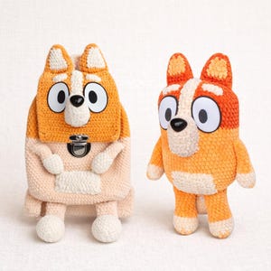 Set di modelli all'uncinetto per cani Heeler 2 in 1 – Tutorial PDF per zaino in peluche e peluche (inglese)